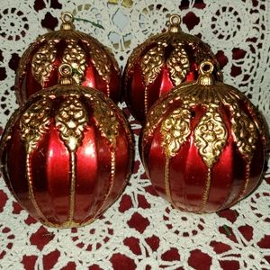 Large Ornate Red Christmas Ornaments